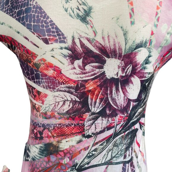 India Boutique Floral Poncho Top Sheer Boho Festival Summer Artsy SZ L/XL - Picture 10 of 11